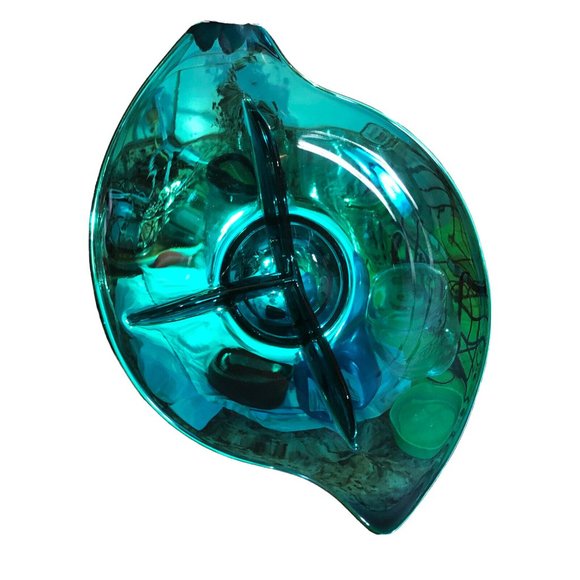 Viking MCM Atomic Glass Teal Bluetique Epic 3 Section Divided Relish Dish 1957 - Picture 2 of 8